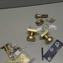 Satin Brass Door Knob with Lock, Exterior Door Lock Set with Deadbolt,Square Exterior Door Knobs