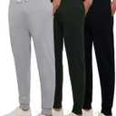 3 Pack Mens Joggers Tech Fleece Active Sports Athletic Training Soccer Track Gym Running Slim Fit Tapered Casual Jogger French Terry Quick Dry Fit Sweatpants Pockets Elastic Bottom, Set 3, S