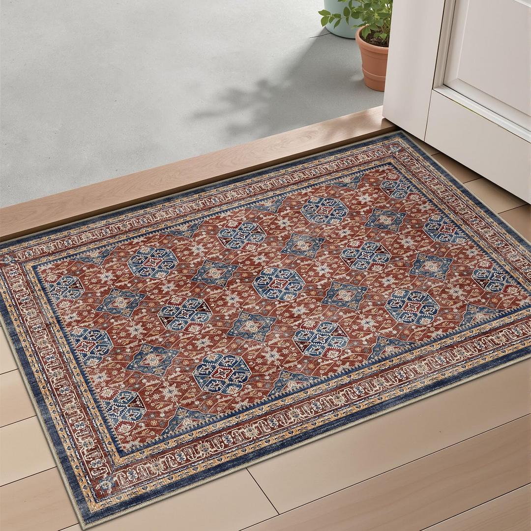 LUMI Washable Area Rug 8x10 for Living Room, Ultra Soft Stain Resistant Carpet with Non Slip Rubber Backing, NonShedding Low Pile Rugs for Bedroom, Dining Room, Indoor, Office