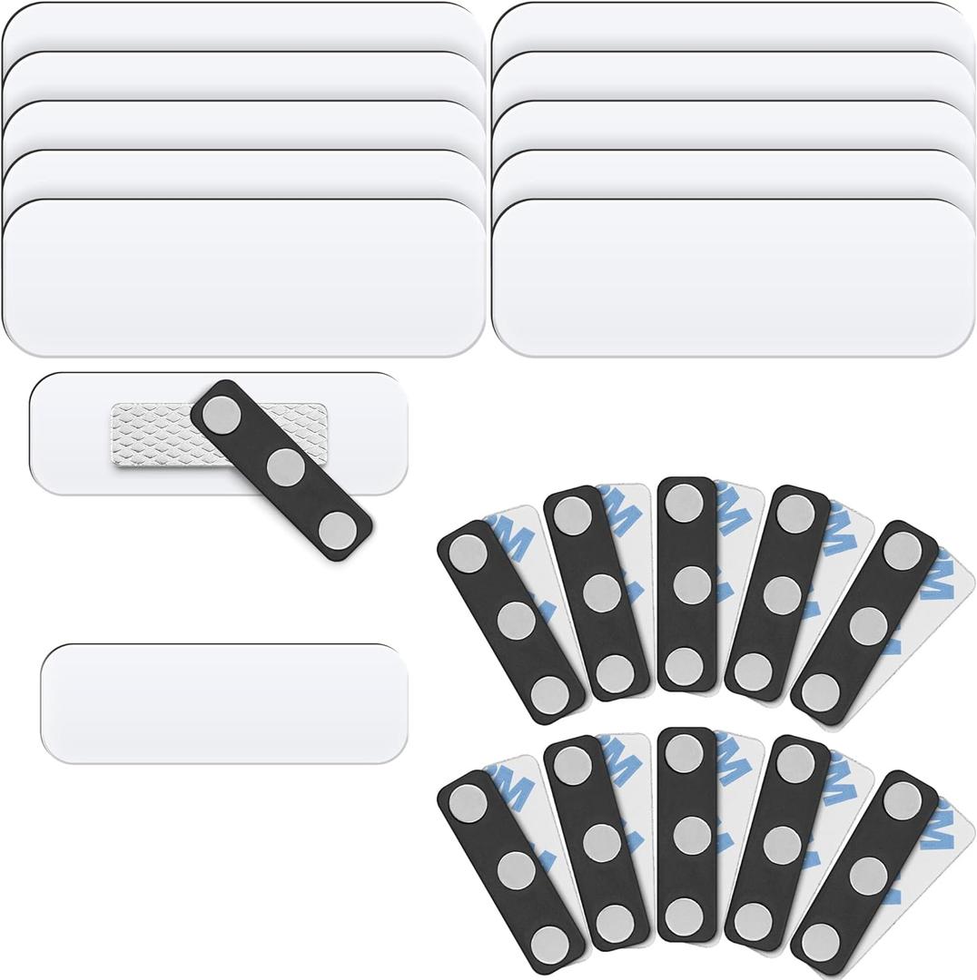 Mifflin-USA - Blank Name Tags with Magnetic Backing - 10 Pack, 1 x 3 - ID Badge Holders with 3 Strong Neodymium Magnets - Customizable & Reusable Badges with Round Corners