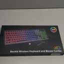 Wireless Keyboard and Mouse Combo, RGB Backlit, Rechargeable & Light Up Letters, Full-Size, Soft Typing, Sleep Mode, 2.4GHz Quiet Keyboard Set for Mac, Windows, Laptop, PC, Trueque KM42Pro (Black)