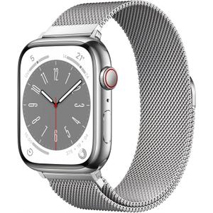 Original Stainless Steel Milanese Loop Compatible with Apple Watch Band 38mm 40mm 41mm 42mm 44mm 45mm 46mm 49mm, Magnetic Clasp Band for iWatch Series 11 10 9 8 7 6 5 4, SE 3 2 1 Ultra3 2, Women & Men (Silver)