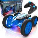 Force1 Tornado Blue LED Remote Control Car for Kids- Double Sided Driving Fast RC Cars 360 Flips, Outdoor 4WD Off Road Stunt RC Car, All Terrain Tires, RC Crawler Rechargeable Battery, 2.4GHz Remote