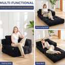 MAXYOYO Folding Sofa Bed, L-Shaped Convertible Sofa with Armrest Foldable Sleeper Bed with Pillow, Portable Fold Out Chair Comfy Floor Lounge for Living Room Bedroom, Black