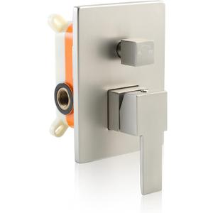 SKOWLL Shower Diverter Valve 2 Way Brushed Nickel Shower Mixer Control Valve Kit Wall Mount Single Handle Dual Function Shower Valve Replacement Rough In Valves Included