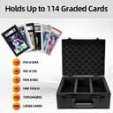 120+ 3 Row Graded Card Storage Box - Holds PSA BGS FGS & SGC Slabs & Top Loaders | for Baseball, MTG, Sports Cards (Matte Black)