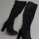 DREAM PAIRS Women's Over The Knee Stretch Thigh High Boots Chunky High Heels Pointed Toe Long Fall Boots, 9