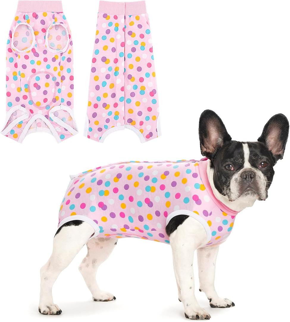 Coppthinktu Recovery Suit for Dogs After Surgery, Dog Onesie Surgery Recovery Suit for Female Spay, Soft Surgical Pajamas Bodysuits for Puppy to Prevent Licking Dog Cone Alternative Dots, M