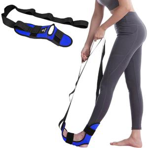 Stretch Strap with Loops for Foot and Calf - Ideal for Physical Therapy, Achilles Tendonitis Relief, and Plantar Fasciitis - Perfect for Yoga, Gymnastics, and Flexibility Training (Blue)