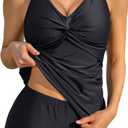 Charmo Two Piece Tankini Swimsuits for Women Tummy Control Bathing Suits Slimming Tank Top with Bottom Shorts 2026 Black XL