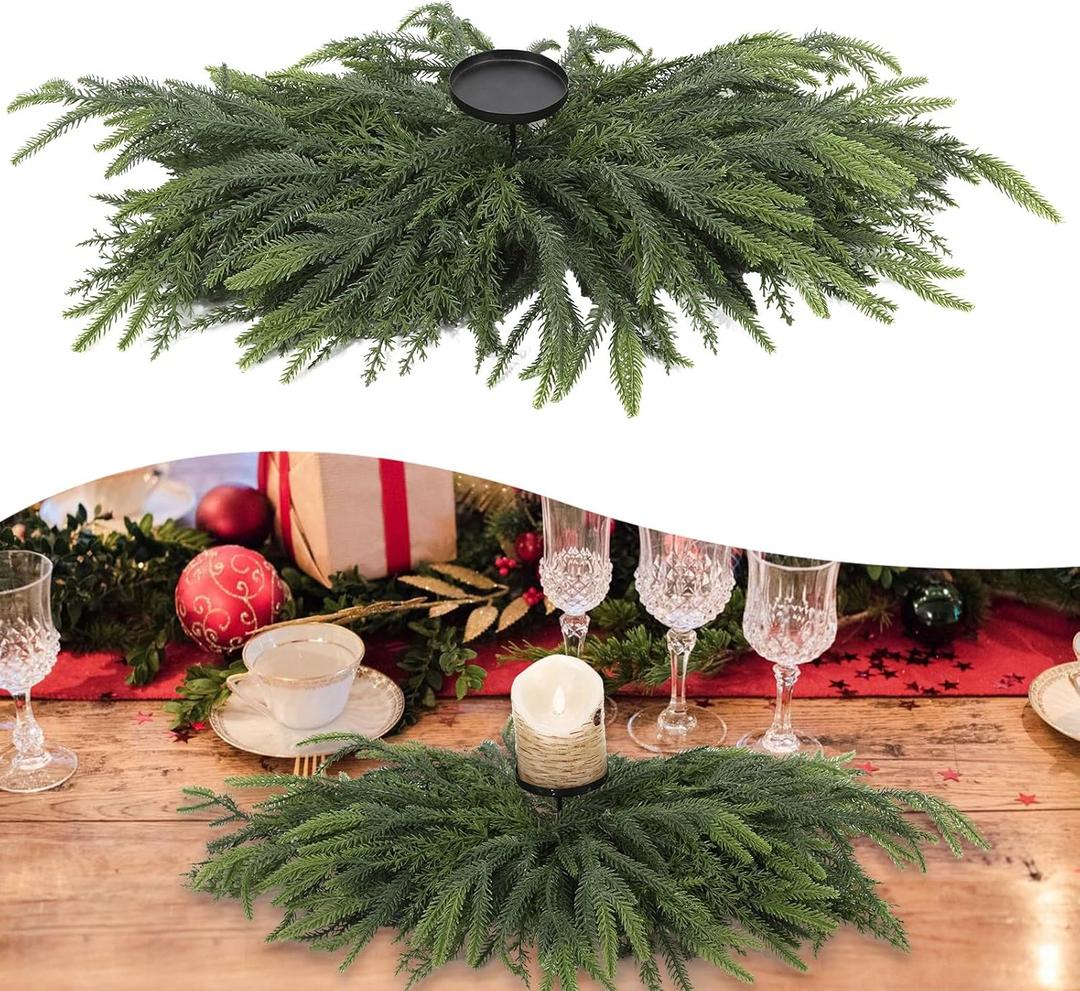 Norfolk Christmas Table Centerpieces, 31 Inch Chinese New Year Table Decorations Candle Wreath Holders,Centerpieces for Tables Door Window Chair Wall
