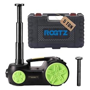 ROGTZ Upgraded Electric Hydraulic Car Jack Kit 5 Ton 12V Portable Lift Range 20.9 Inch with Tire Inflator Pump for SUV Sedan Truck Repair Floor Jack for Tire Change with LED Light Jack Only