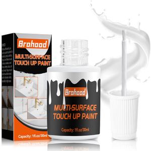 Brohood White Touch Up Paint, Appliance Kitchen Cabinet Bathtub Paints for Wall, 30ML Multi Surface Touch Up Paint, Semi Gloss White Wall Paints for Enamel Porcelain Door Furniture Chips Scratches (1 Fl Oz (Pack of 1))