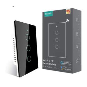 MoesGo WiFi Smart Wall Light Switch,Glass Panel, Multi-Control(3 Way), 2.4GHz Wi-Fi Touch Switches, Neutral Wire Required, Remote Control Smart Life/Tuya App, Work with Alexa, Google Home Black 3 Gang