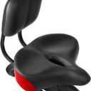 MOONCOOL Oversized Bike Seat with Adjustable Backrest, 12"  12" Wide Padded Saddle for Bicycles, Tricycles & Exercise Bikes, Memory Foam & Shock-Absorbing, Waterproof PU, Fits 7/8" Seat Posts (Black w/ Red)