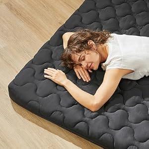 Japanese Floor Mattress, Futon Mattress Queen Size 3" Thick Portable Sleeping Pad with High Density Foam, Foldable & Comfortable Tatami Mat for Adult, Roll Up Lounger Camping Bed, Gray