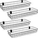 Zonon 4 Pack Extra Large Slatwall Baskets, 30x10x4in, 28x10x4in Slat Wall Panel Hanging Wire Basket for PVC Slatwall Ventilated Metal Slat Wall Storage Display Basket for Kitchen Garage Shop Home