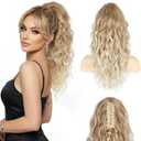 ZQIAN BEAUTY Claw Clip Ponytail Extension - Soft Wavy Pony Tails Hair Extensions, Synthetic Hair Extensions Ponytail, Clip in Ponytail (Color: Medium Blonde with Bleach Blonde Ends)