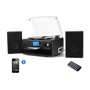 DIGITNOW Bluetooth Record Player Turntable with Stereo Speaker, LP Vinyl to MP3 Converter with CD, Cassette, Radio, Aux in and USB/SD Encoding, Remote Control, Audio Music Player Built in Amplifier