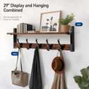 Tatub 29" Rustic Coat Rack Wall Mount with Shelf, Entryway Wall Hooks with Shelf, Coat Hangers for Bathroom, Living Room, Bedroom, Rustic Black