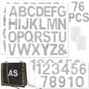 76 PCS Rhinestone Letter Stickers, 2.4 Inch Silver Glitter Alphabet Sticker with Sewing Kits, Self Adhesive A-Z & 0-9 Letter Number Stickers for DIY Arts and Crafts Decor, Clothes, Bags, Hats
