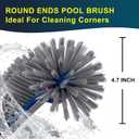 POOLAZA 360 Degree Pool Brush - Heavy Duty 17.5" Pool Brush Head for inground Pools/Above Ground Pools, Spa, Hot Tub, Premium Bristle & Aluminum Handle for Standard Pool Pole