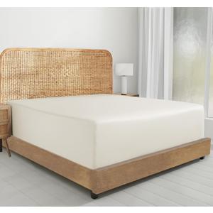 California Design Den 100% Organic Cotton Fitted Sheet Queen Size Only, Percale, Deep Pocket Fitted Sheet Queen, Lightweight, Snug-Fit, Crisp, All Around Elastic, 1 Pc (Creamy Ivory)