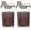 3-5Lbs Airtight Small Cat Dog Pet Food Storage Containers BPA Free, with Large Pour Spout/1 Measuring Cup/4 Safety Locks and Double-layer Silicone Strip (Olive Gray 2Pack)