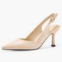 Rilista Women's Slingback Kitten Heels Closed Pointed Toe Wedding Party Dress Pumps Shoes Size 7,5