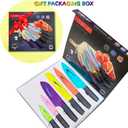 Kitchen Knife set Rainbow Titanium Coated - 12 Pcs Knife Set with Blade Guards, Dishwasher Safe, Razor Sharp German Stainless Steel Blade and Comfortable Handle
