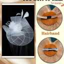 Dodheah Women's Fascinators Tea Party Hat Flower Headwear with Headband and Clip for Derby Wedding Church Cocktail (White)