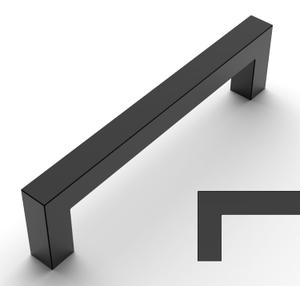 Amerdeco 10 Pack Matte Black Cabinet Pulls 5 Inch(128mm) Hole Centers Kitchen Cabinet Handles Cabinet Hardware Cupboard Handles Square Drawer Pulls SH0004