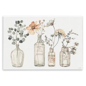 Stupell Industries Antique Floral Bouquets Flowers Glass Jar Painting, Wall Plaque, 13 x 19