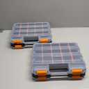 Tool Box with Transparent Lid, Double Side 34-Compartments Organizer Box with Removable Dividers for Hardware, Screws, Bolts, Nails, Beads, Jewelry and Fishing Accessories, Orange, 2 Pack