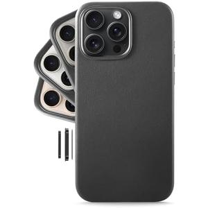 LONLI Classic - for iPhone 15 Pro Leather Case [Camera Control Button Coverage] - European Genuine Vele Leather Phone Case - Smoothen and Soften Over Time - [Compatible with Magsafe] - Black