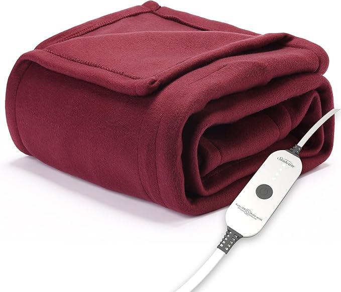 Sunbeam Throw Microplush Sherpa Heated Throw Size 50x70 in Red