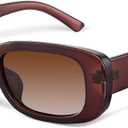 JASPIN Rectangle Sunglasses for Women Men Trendy Y2k Retro 90s Sun Glasses UV Protection Cool Square Frame (Brown)
