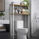 LiSHELF Bamboo Over The Toilet Storage Shelf 2-Tier Bathroom Organizer Rack Freestanding Above Toilet Shelves Space Saver for Small Bathroom, Laundry, White