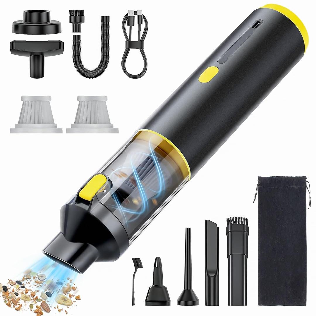 CROS Car Vacuum Cordless, 21000Pa Powerful Suction Handheld Cleaner for Car, Home & Pet Hair, 4-in-1 Portable Mini Vacuum with Multiple Attachments for Deep Cleaning, Type-C Rechargeable