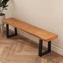 tiedingdingjiaju 31.5in Light Brown Solid Wood Bench with Sturdy Metal Legs - Versatile Dining/Entryway Bench for Living Room, Home Office & Dining Room | Multi Size Options