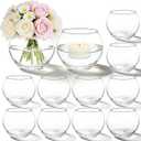 PINIWON Set of 12 Clear Glass Tealight Candle Holder, 3'' H x 3.9'' W, Small Bubble Vases, Round Bowl Votive Candle Holders Bulk for Wedding Table Centerpiece Home Decor (Large)