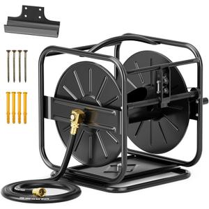 SPECILITE Garden Hose Reels, Holds 100 to 200 FT Hoses, Upgraded Guide System, 360 Swivel Base, Includes 5/8'' x 6ft Leader Hose for Outside, Yard, Wall Mount/Floor Water Pipe Spool