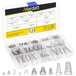 123Pcs 10 Sizes Stainless Steel Conical Spring Compression Springs Set, Tower Taper Springs Conical Cone Compression Small Spring Taper Pressure Return Spring for Home Repair