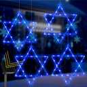 Riakrum 4 Pack Outdoor Hanukkah Decorations Blue Star of David Solar Powered Window Lights Chanukah Hanging Lights with Iron Frame 11.8 Inch for Jews Judaism Synagogue Holiday Front Door Wall Windows