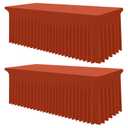 Smiry Spandex Tablecloth 2 Pack, Elastic Fitted Stretch Tablecloth for 6FT Rectangle Tables, Waterproof Washable Table Cover Skirt for Outdoor, Wedding, Banquet & Parties (Rust, 72Lx30Wx30H Inch) 