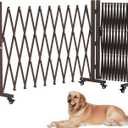 Expandable Driveway Gate with Casters, Portable Metal Folding Security Gate, 209" Wide Aluminum Garden Fence, Outdoor Dog Fence for Yard in Coffee, 41.34 * 216.54
