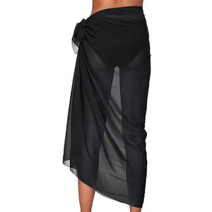 Sheer Black Swimsuit Cover Up Skirt Beach Coverup Sarong Bikini Coverup Wrap Bathing Suit Scarf Wrap for Women Girls