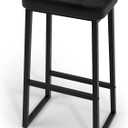 Bar Stool30 Inch Counter Height Bar StoolsModern Leather Barstools with Metal LegCounter Seat with Footrests, Bar Chairs for Kitchen Island/Dining Room in Black