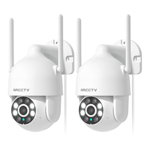 ARCCTV 2K Security Cameras Outdoor, 360°Pan-Tilt View 2.4G/5G WiFi Security Camera with Motion Tracking, Spotlight & Siren, 2-Way Audio, Full Color Night Vision, Waterproof (2 Pack)
