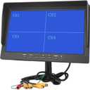 Hikity 10 Inch Small Monitor Screen Video Displays Quad Split HD Screen, 4 Channels RCA Video Inputs for Car Backup Camera & Home Surveillance Security System + Headrest Mounting Bracket & Dash Stand
